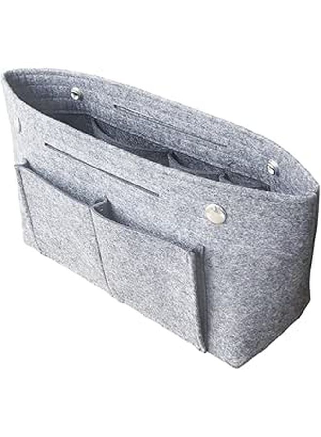 Large Capacity Felt Travel Makeup Bag Grey Zipper Organizer For Women Cosmetics - Image 1