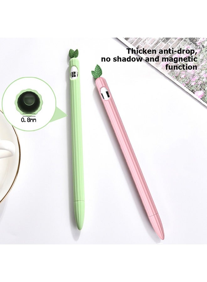 غلاف قلم رصاص من قطتين، تصميم ثمار الكرتون غطاء واقي من السيليكون ليّن لقلم رصاص الجيل الأول (الخوخ + أفوكادو)(لا يتضمن قلم رصاص - Image 4