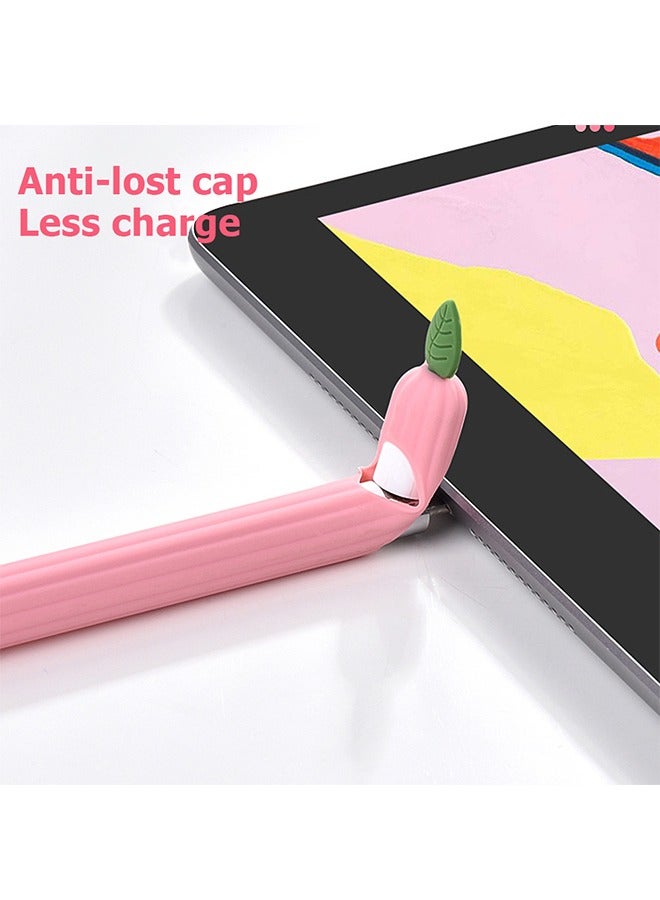 غلاف قلم رصاص من قطتين، تصميم ثمار الكرتون غطاء واقي من السيليكون ليّن لقلم رصاص الجيل الأول (الخوخ + أفوكادو)(لا يتضمن قلم رصاص - Image 3