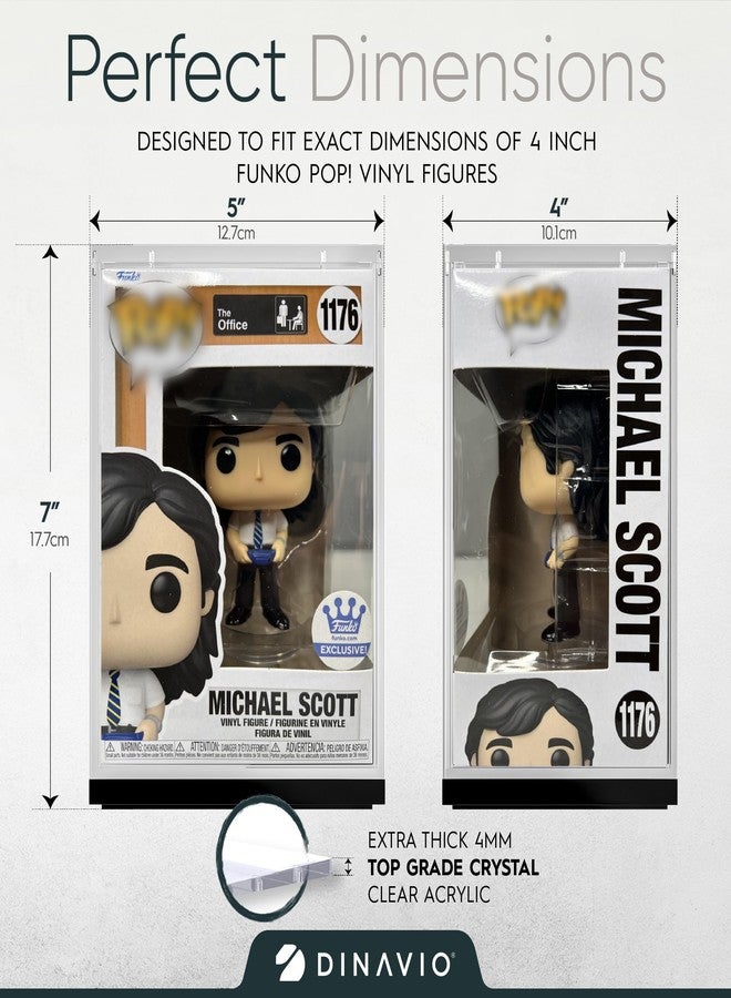 Dinavio Crafthouse Funko Pop Protector - Acrylic Funko Pop Display Case - Sturdy Stackable Design - 4mm Thick Funko Pop Protector Case for 4'' Vinyl Figures - Funko Pop Case Includes Black Base - Image 2