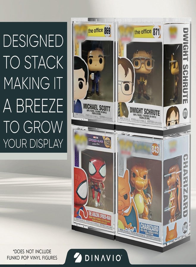 Dinavio Crafthouse Funko Pop Protector - Acrylic Funko Pop Display Case - Sturdy Stackable Design - 4mm Thick Funko Pop Protector Case for 4'' Vinyl Figures - Funko Pop Case Includes Black Base - Image 3