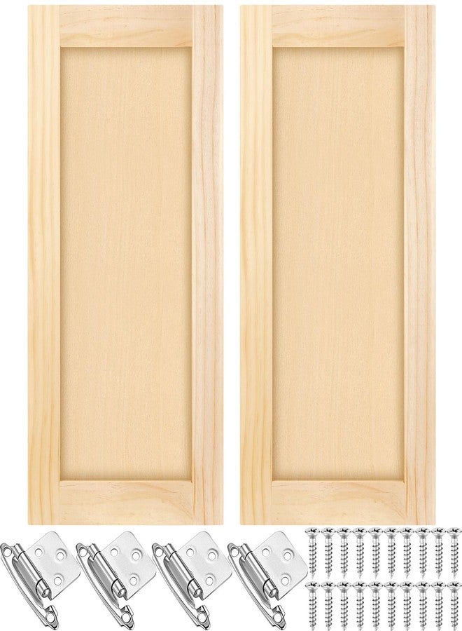 Cinnvoice 2 Pcs 12'' W x 24'' H Unfinished Pine Kitchen Cabinet Door Replacement with 4 Pcs Cabinet Hinges Wood Shaker Door Front Replacement for Kitchen, Bathroom, Vanity - Image 1