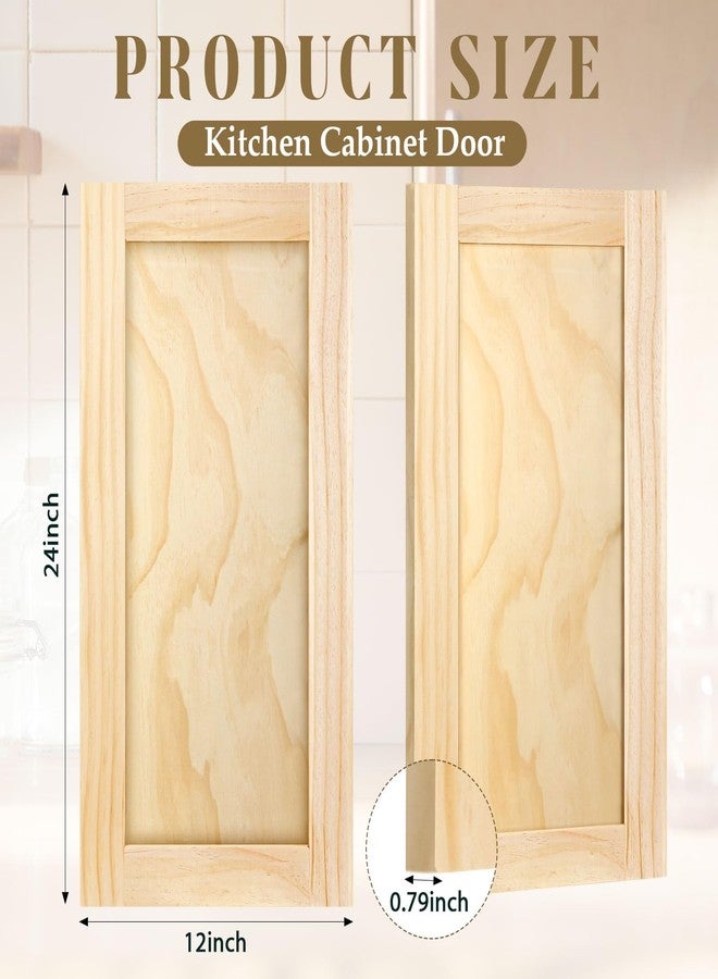 Cinnvoice 2 Pcs 12'' W x 24'' H Unfinished Pine Kitchen Cabinet Door Replacement with 4 Pcs Cabinet Hinges Wood Shaker Door Front Replacement for Kitchen, Bathroom, Vanity - Image 2