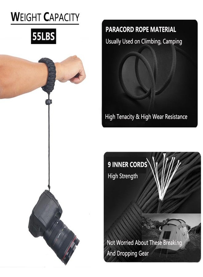 Rigdance حزام معصم للكاميرا من نوع Rigdance Paracord مع برغي سريع الفك لكاميرات Insta 360 X3 و X2، حزام يد عالمي لكاميرات DSLR وكاميرات الحركة وعصي السيلفي (أسود) - Image 3
