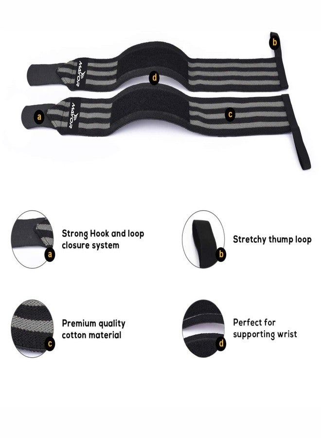 Mayor Secure Gym Gloves Wrist Support (Free Size) (One Size, Grey/Black) - Image 4