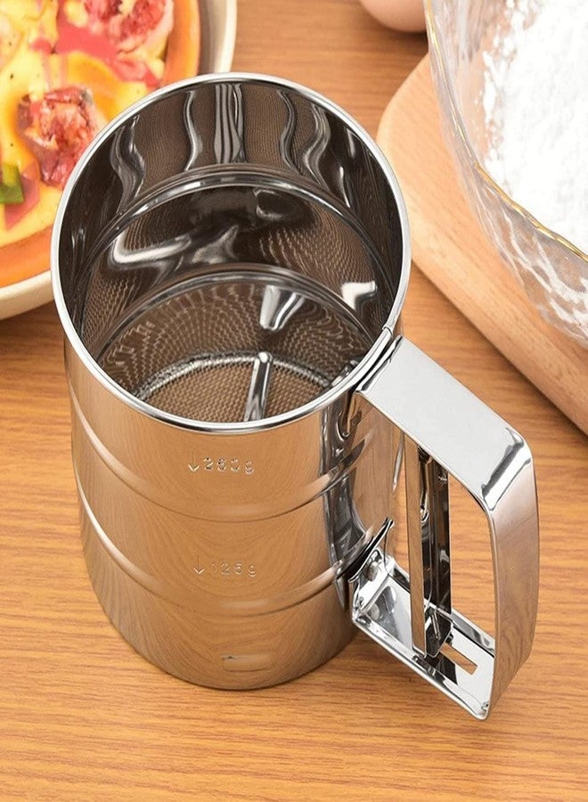 منخل دقيق بازارنست للخبز، تصميم ضغط يدوي، منخل دقيق من الفولاذ المقاوم للصدأ، مقاوم للتآكل، سعة كبيرة، كوب منخل دقيق للسكر والدقيق ومسحوق القهوة | أتا تشالني - Image 3