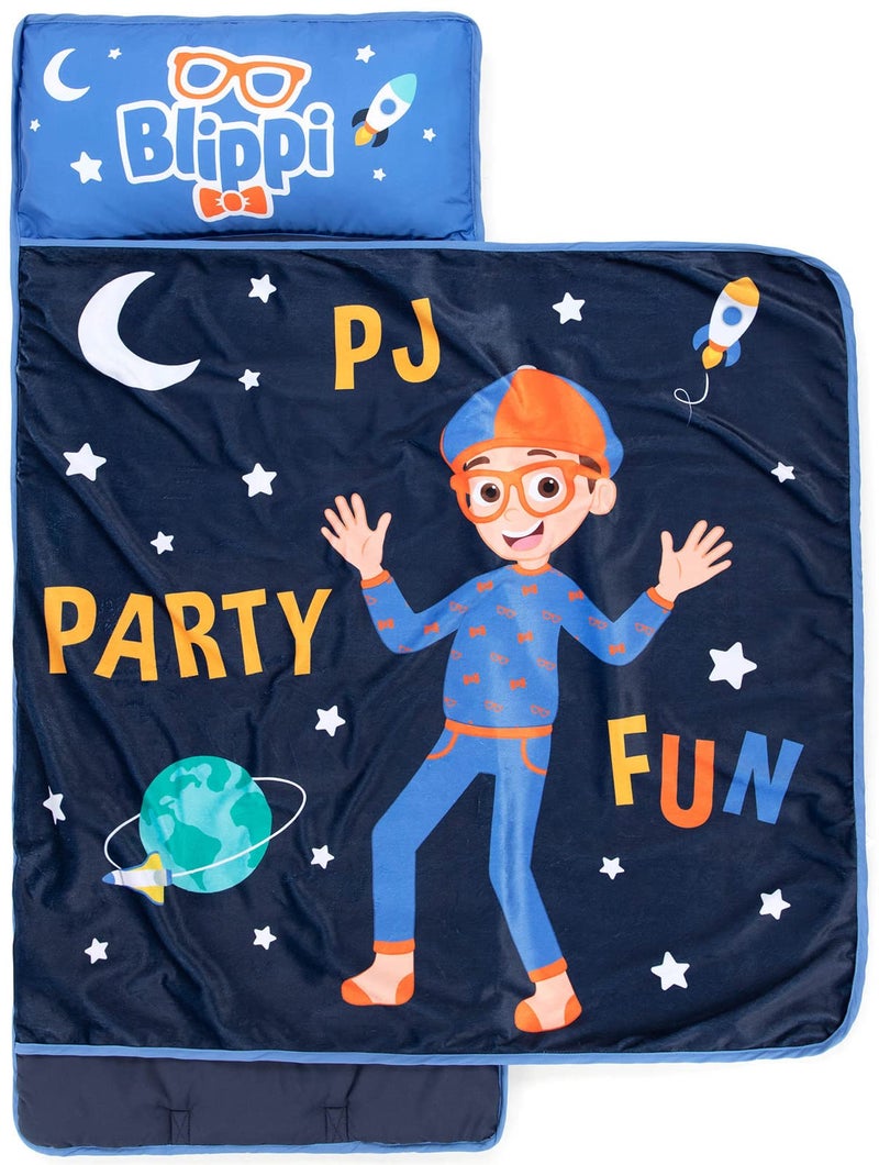 Jay Franco Blippi PJ Party Time Nap Mat – Built-in Pillow and Blanket - Super Soft Microfiber Kids'/Toddler/Children's Bedding, Ages 3-7 - Image 1