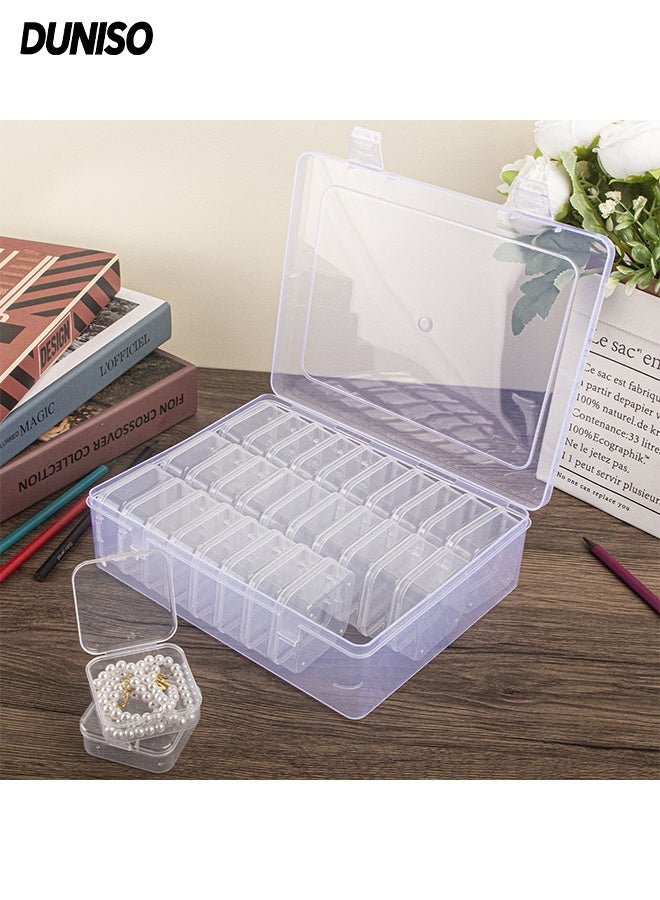 DUNISO 30 Grids Clear Plastic Organizer Box,Reusable Jewelry Bead Storage Box,Dustproof and Moistureproof，for Fishing Tackles Washi Tapes Threads Jewelry Beads Earring - Image 1