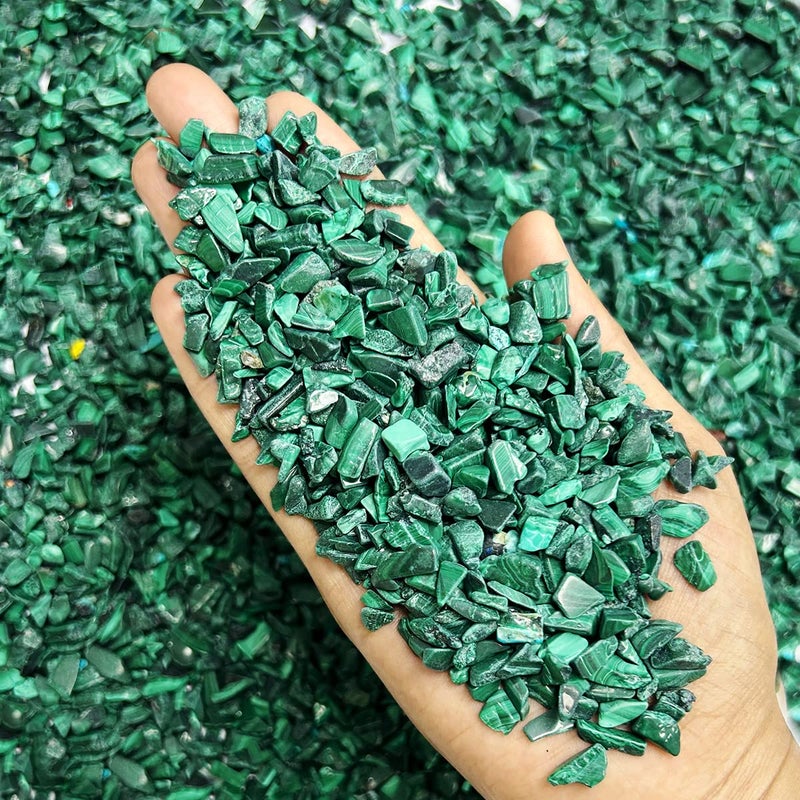 9dzine Natural Malachite Crystal Chips Stone Irregular Shaped Crushed Original Malachite Gemstone Uncut Chips Stone for Vastu Correction Gift Dcor 250 Gm Green - Image 4