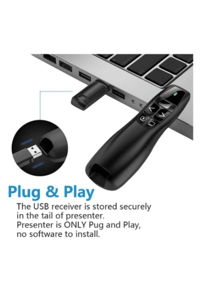 Wireless Presenter Remote Controller R400 2.4GHz Wireless USB Presenter PowerPoint Red Colour Laser Pen Pointer PPT Clicker for Presentation - Image 2
