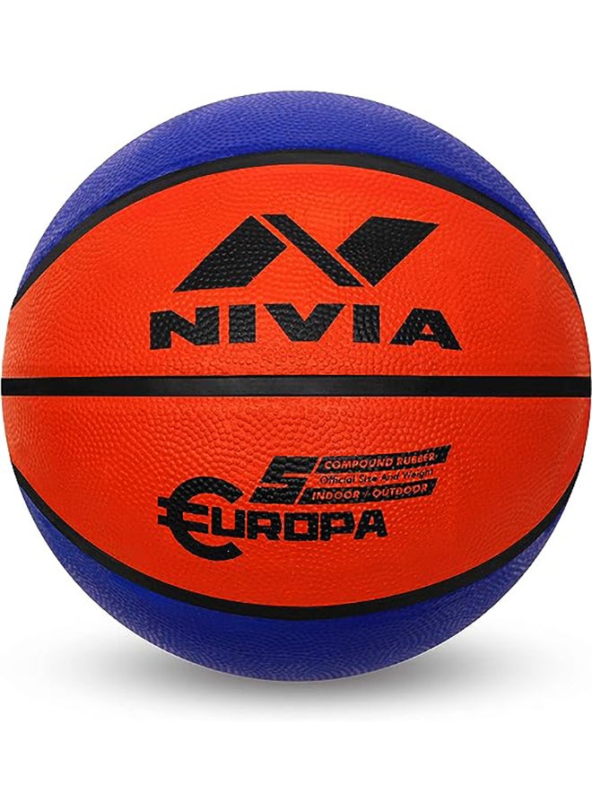 Nivia Europa Basketball Size: 7 Multicolour  | 8 Panels | Material Core Bladder Latex | Suitable for Hard Surface | Machine Stitched | Training/Match Ball for Men  - Image 5