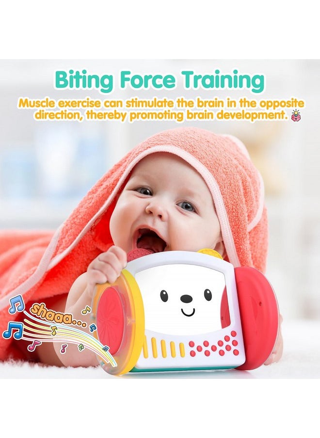 PLAY Tummy Time Toys Rolling Baby Mirror Activity Toy Newborn Toys 0 3 6 9 12 Months with Teethers Infant Mirror Crawling Toys Montessori Toys for Brain Development Visual Stimulation, Double-Sided