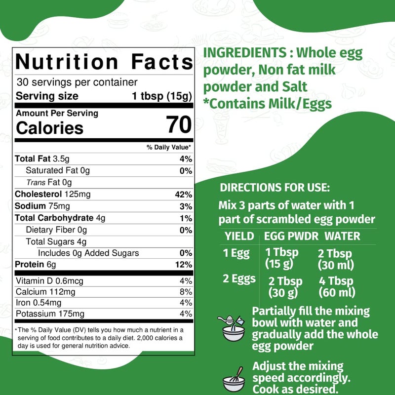 Eggylicious Egg Scramble Mix - Made w/ Hormones Free Whole Eggs/Protein Packed -Easy & Delicious Breakfast - Ideal for Outdoors/Camping/Backpacking - Preservatives Free - Easy Storing 1 lb Jar - Image 3