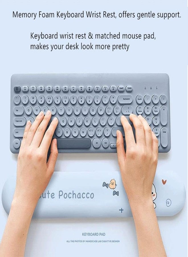 Teanea Cute Non-Slip Mouse Pad with Wrist Rest and Keyboard Wrist Support Pad for Desk Typing Gaming Home Office, Pochacco - Image 5