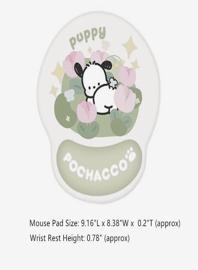 Teanea Cute Non-Slip Mouse Pad with Wrist Rest and Keyboard Wrist Support Pad for Desk Typing Gaming Home Office, Pochacco - Image 2