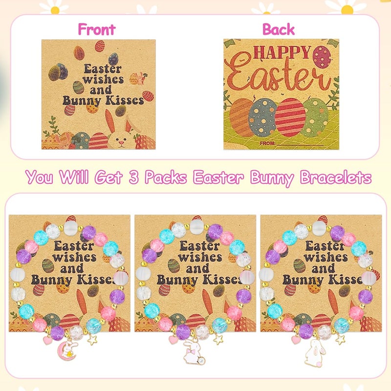 JZILU 3pcs Easter Bracelets For Girls, Bunny Bracelet Easter Basket Stuffers For Girls - Image 5