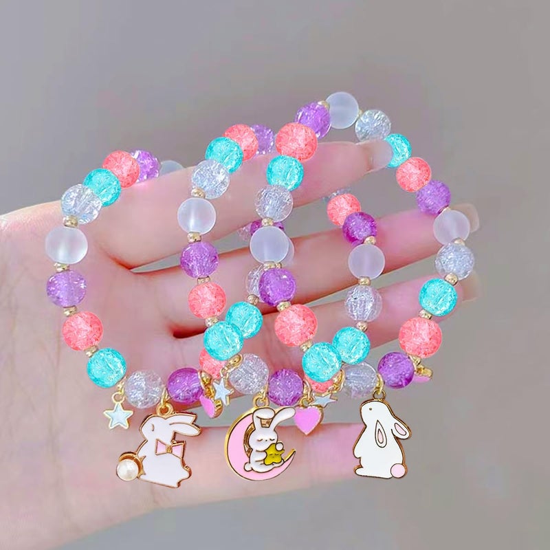 JZILU 3pcs Easter Bracelets For Girls, Bunny Bracelet Easter Basket Stuffers For Girls - Image 3