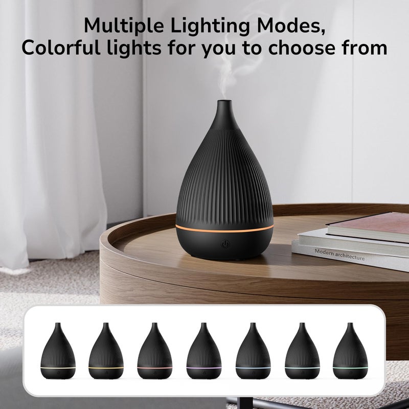 SoulOrigin Ultrasonic Essential Oil Diffuser, Home Fragrance Aroma Diffuser with Auto Shut-Off, Color Change Night Light & Ultra-Quiet Operation, BPA-Free Portable Aromatherapy Humidifier for Home (Black) - Image 2