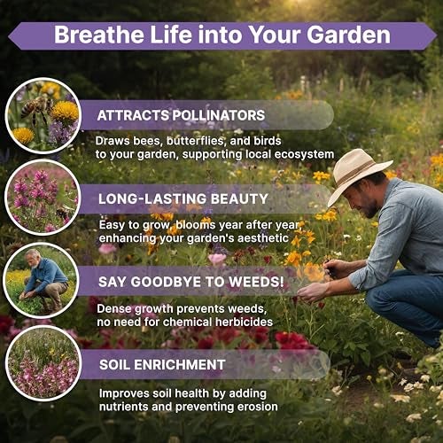 Organo Republic 23 Wildflower Seeds Annual & Perennial Mix for Indoor & Outdoors, Attract Birds & Butterflies 100,000+ Non-GMO, Heirloom Garden Seeds, 4oz Packet for Growing Wild Flowers - Image 5