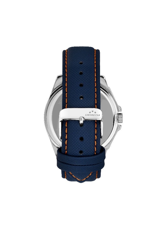 Chronostar Men's Blue Round Analog Dial with Blue Leather Band Watch - 44mm - R3751327001 - Image 4