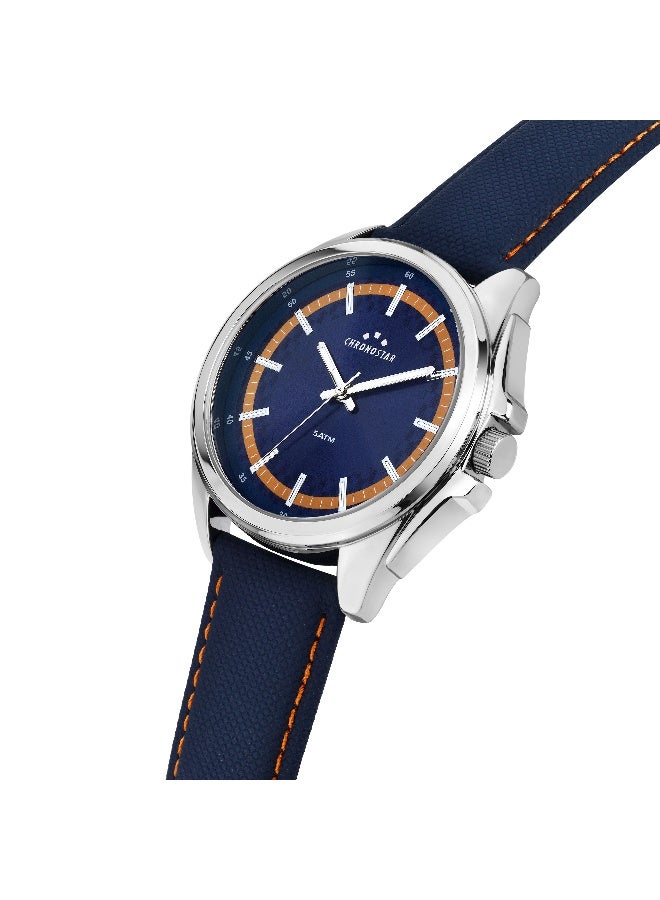 Chronostar Men's Blue Round Analog Dial with Blue Leather Band Watch - 44mm - R3751327001 - Image 2