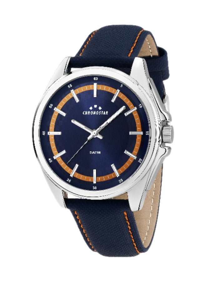Chronostar Men's Blue Round Analog Dial with Blue Leather Band Watch - 44mm - R3751327001 - Image 1