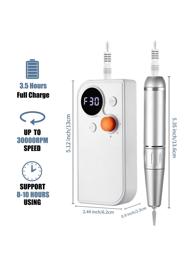 SYOSI - Electric Nail Files Professional Nail Drill, Portable Nail Drill Machine for Acrylic Nail, 30000RPM Adjustable Speed Electric Manicure Pedicure Set, Home Salon Use - Image 1
