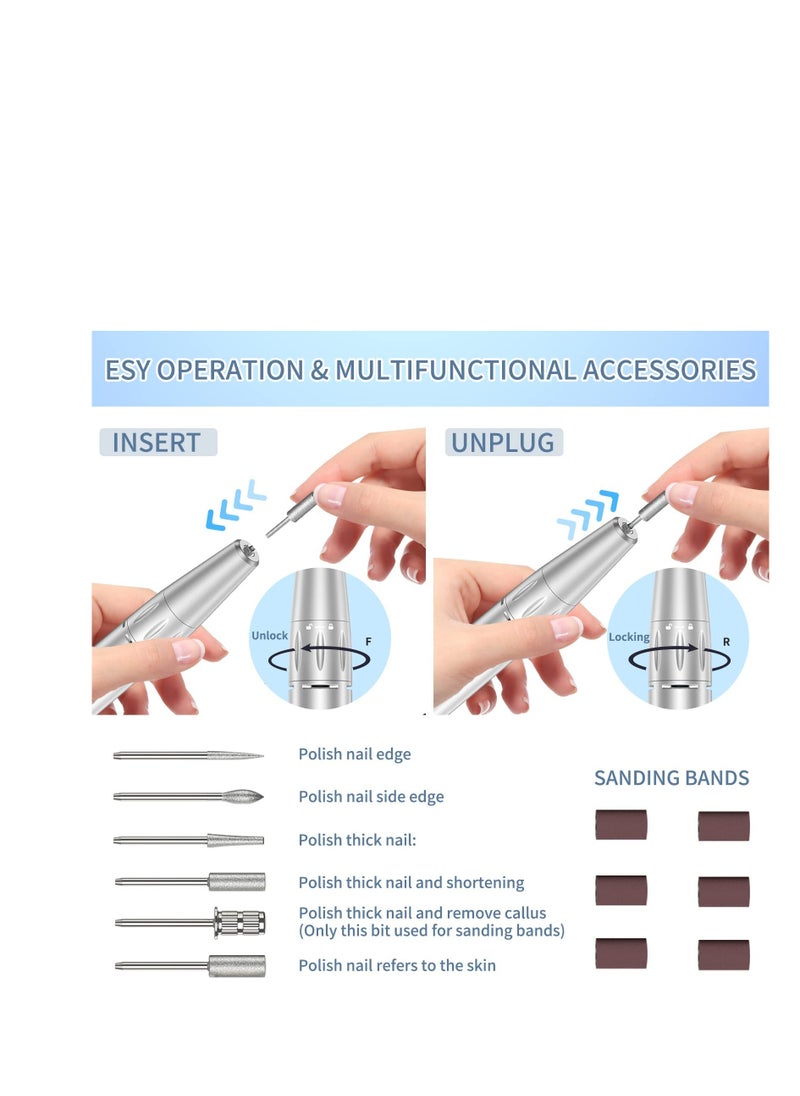 SYOSI - Electric Nail Files Professional Nail Drill, Portable Nail Drill Machine for Acrylic Nail, 30000RPM Adjustable Speed Electric Manicure Pedicure Set, Home Salon Use - Image 1