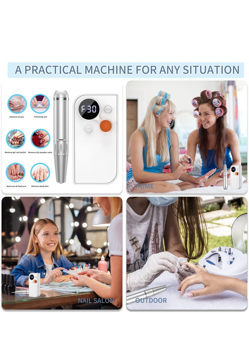 SYOSI - Electric Nail Files Professional Nail Drill, Portable Nail Drill Machine for Acrylic Nail, 30000RPM Adjustable Speed Electric Manicure Pedicure Set, Home Salon Use - Image 1