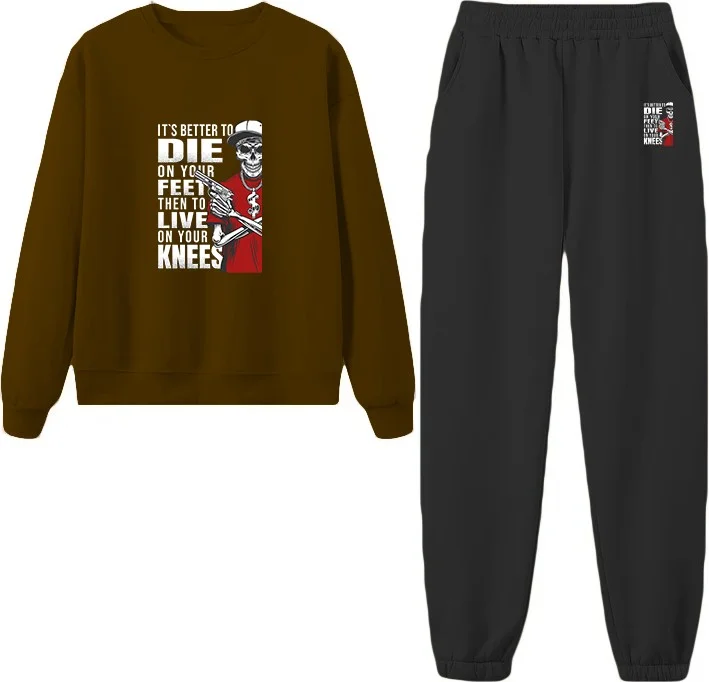 دوغ فش Tracksuit Oversize Die Printed Tracksuit,lover,couple Combination Brown