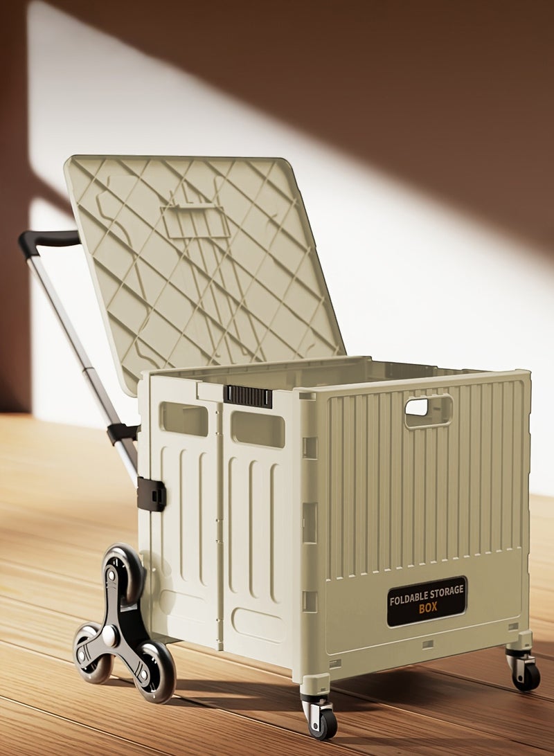 والالا عربة تسوق قابلة للطي مع عجلات تسلق السلالم، عربة بقالة قابلة للتعديل الارتفاع مع غطاء، عربة تخزين متعددة الوظائف، متينة وقوية، للبقالة والسفر والنزهات والتخييم والمكتب - Image 1