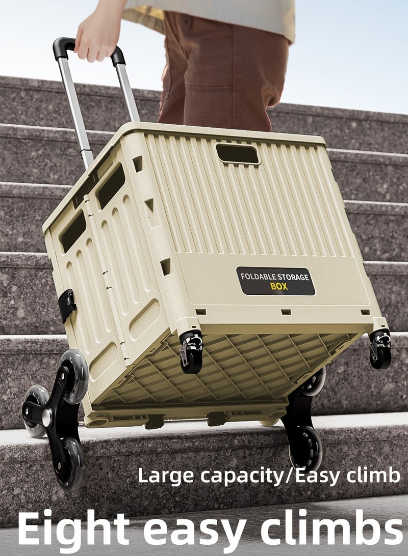 والالا عربة تسوق قابلة للطي مع عجلات تسلق السلالم، عربة بقالة قابلة للتعديل الارتفاع مع غطاء، عربة تخزين متعددة الوظائف، متينة وقوية، للبقالة والسفر والنزهات والتخييم والمكتب - Image 2