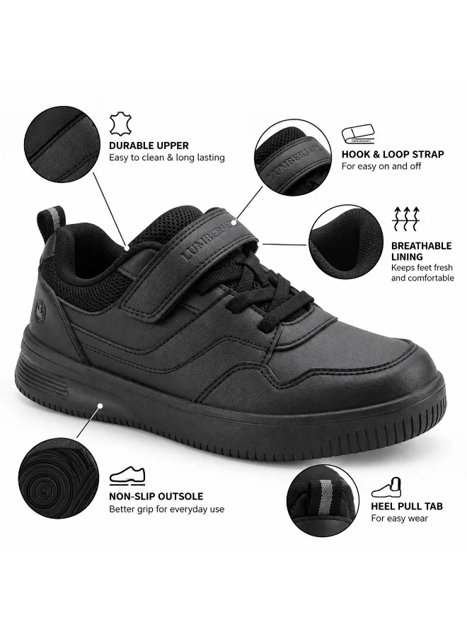 لامبرجاك Lumberjack Unisex Kids School Shoes Black Hook & Loop Strap Lightweight School Sneakers for Daily Wear