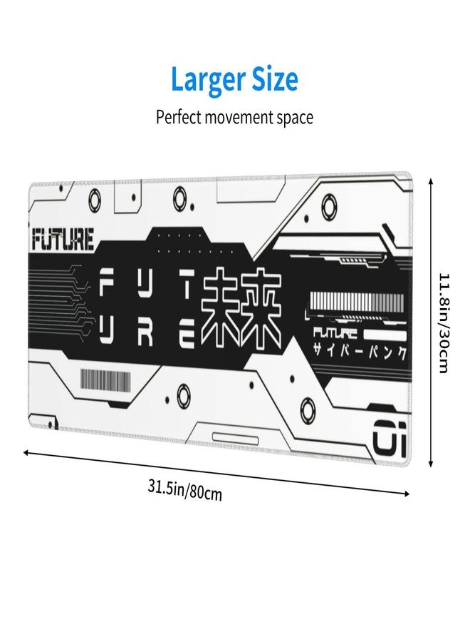 MOLIAN Black and White Future Gaming Mouse Pad XL, Large Non Slip Rubber Mousepad, Stitched Edges Desk Pad, Long Extended Mice Pad,31.5'' X 11.8'' - Image 3