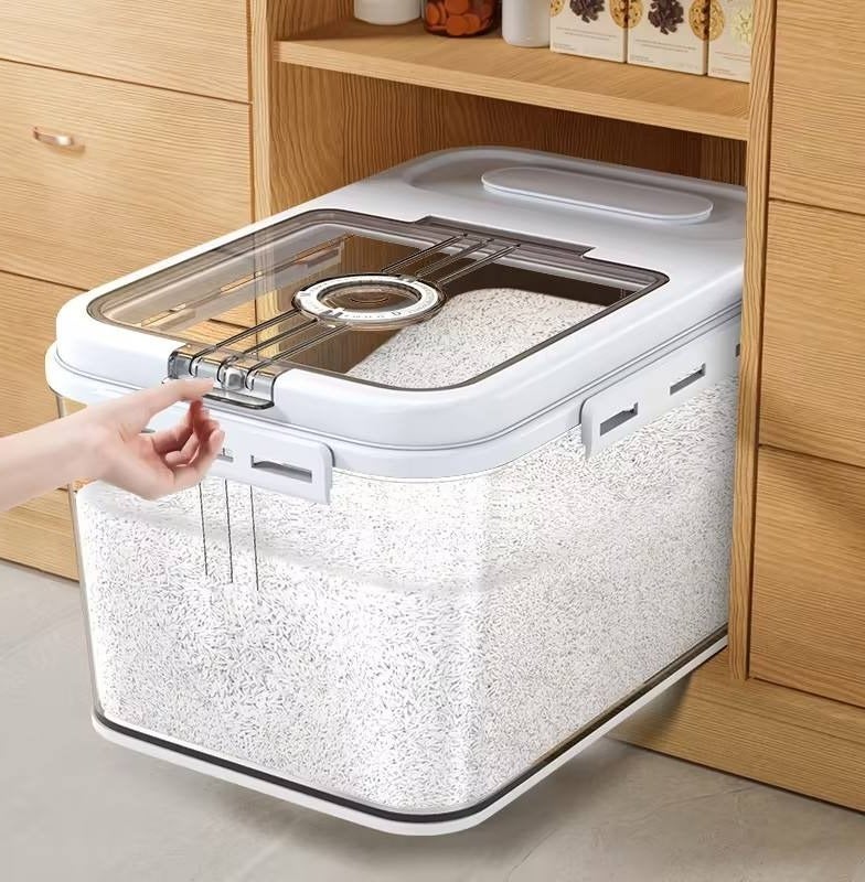 Airtight Rice Container for Fresh Kitchen Storage (5KG) | Freshness Timer & Magnetic Lid - Image 2