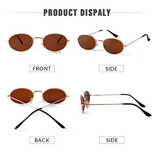 GIFIORE Oval Sunglasses for Women Men,Vintage Retro 90s Sunglasses Trendy Fashion Small Sun Glasses Unisex Stylish (Gold Frame Brown Lens) - Image 5