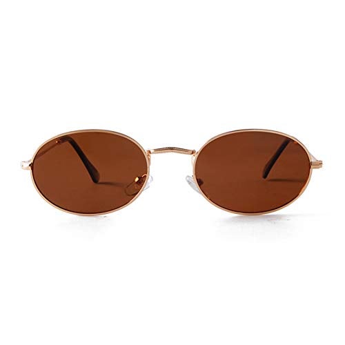 GIFIORE Oval Sunglasses for Women Men,Vintage Retro 90s Sunglasses Trendy Fashion Small Sun Glasses Unisex Stylish (Gold Frame Brown Lens) - Image 1