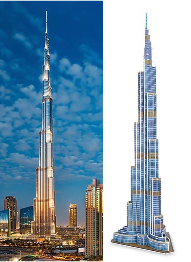 3D Simulation Paper Handmade Puzzle Bruges Burj Khalifa DIY Assembly Model Toy Bruges Burj Khalifa Model Creative 3D Puzzle 33PCS Building Block Toys