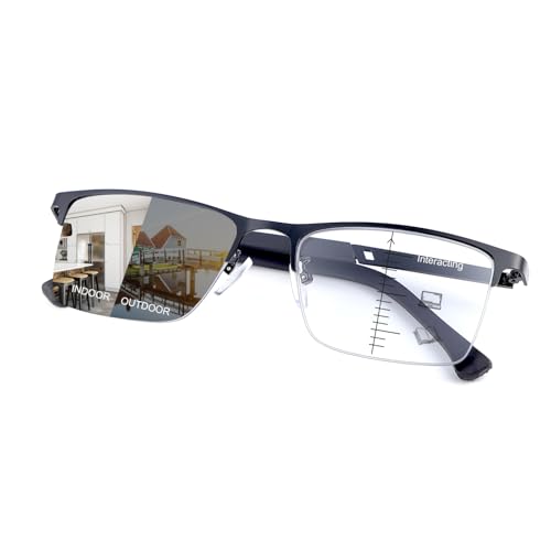 PEEPAI Photochromic Progressive Multifocus Reading Glasses UV Sun Readers Computer Blue Light Blocking Transition Glasses Men Women 2.5 - Image 1