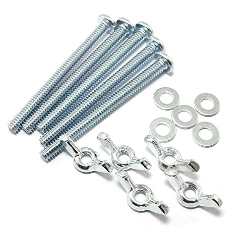 Pro Bamboo Kitchen 5Sets Screw Bolts with Wing Nut Zinc Plated Carbon Steel Mounting Hardware Fitting Fastenings:1/4"-20 Hand Tighten Wing Nuts,1/4"-20x3" Phillips Head Screw Bolt with Washers - Image 1