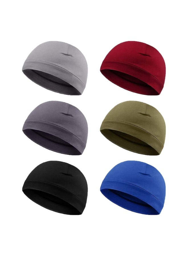 6 Pcs Men Skull Caps Soft Cotton Beanies Sleep Hats Multifunctional Helmet Liner Cap for Men and Women - Image 1