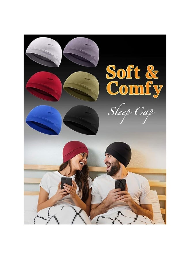 6 Pcs Men Skull Caps Soft Cotton Beanies Sleep Hats Multifunctional Helmet Liner Cap for Men and Women - Image 3