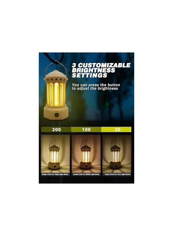 إيروريكس فانوس تخييم LED قابل لإعادة الشحن من Poweruck مزود بثلاثة أوضاع إضاءة قابلة للتعديل، مصباح كهربائي خارجي خفيف الوزن مقاوم للماء بدرجة IPX4، فوانيس محمولة لانقطاع التيار الكهربائي، إضاءة طوارئ للمنزل (بيج) - Image 4