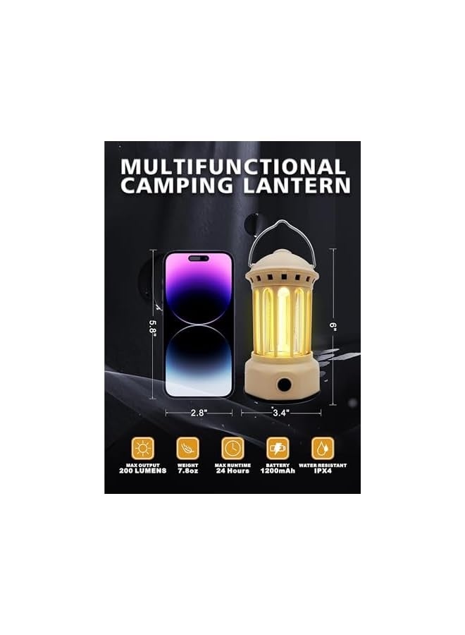 إيروريكس فانوس تخييم LED قابل لإعادة الشحن من Poweruck مزود بثلاثة أوضاع إضاءة قابلة للتعديل، مصباح كهربائي خارجي خفيف الوزن مقاوم للماء بدرجة IPX4، فوانيس محمولة لانقطاع التيار الكهربائي، إضاءة طوارئ للمنزل (بيج) - Image 3