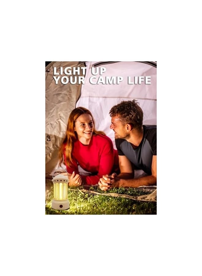 إيروريكس فانوس تخييم LED قابل لإعادة الشحن من Poweruck مزود بثلاثة أوضاع إضاءة قابلة للتعديل، مصباح كهربائي خارجي خفيف الوزن مقاوم للماء بدرجة IPX4، فوانيس محمولة لانقطاع التيار الكهربائي، إضاءة طوارئ للمنزل (بيج) - Image 5