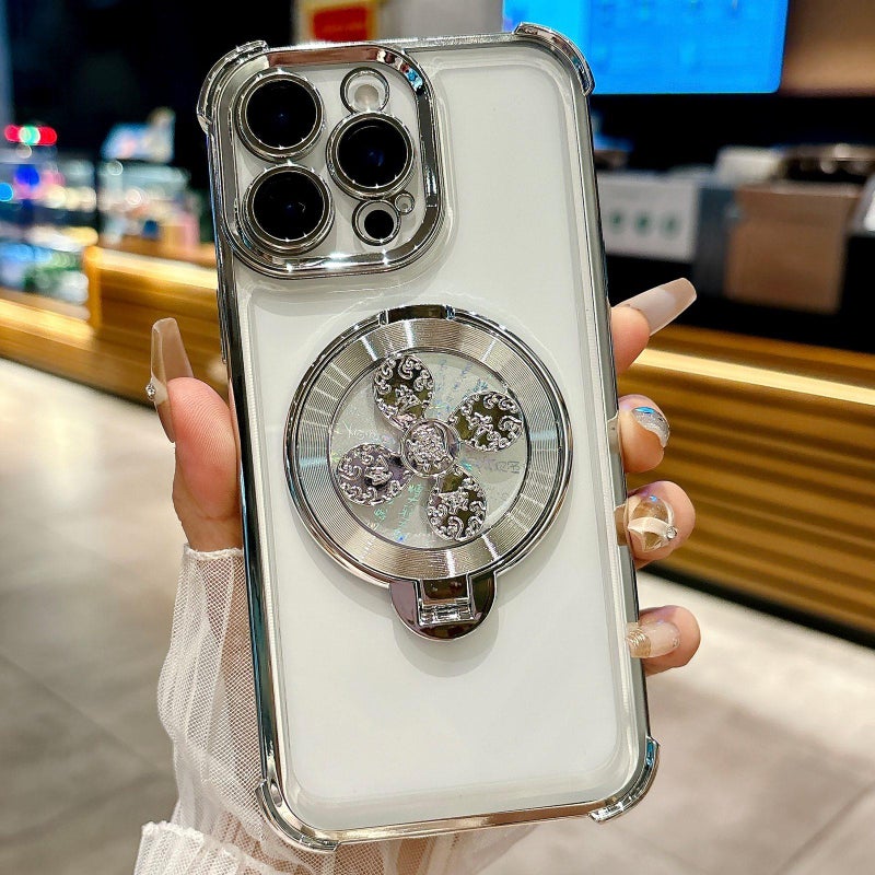 إيروريكس جراب هاتف بحامل دوار لهاتف iPhone 15 Pro Max (فضي) - Image 1