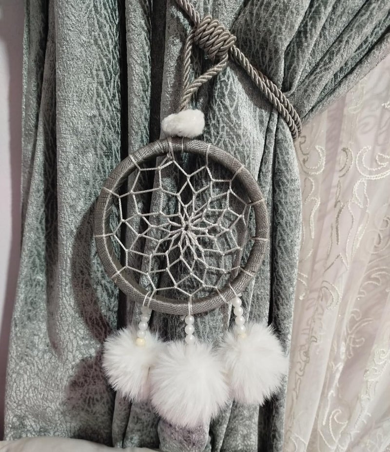 Handmade Dream Catcher Curtain Hanging Multicolor Home Use (Grey) - Image 2