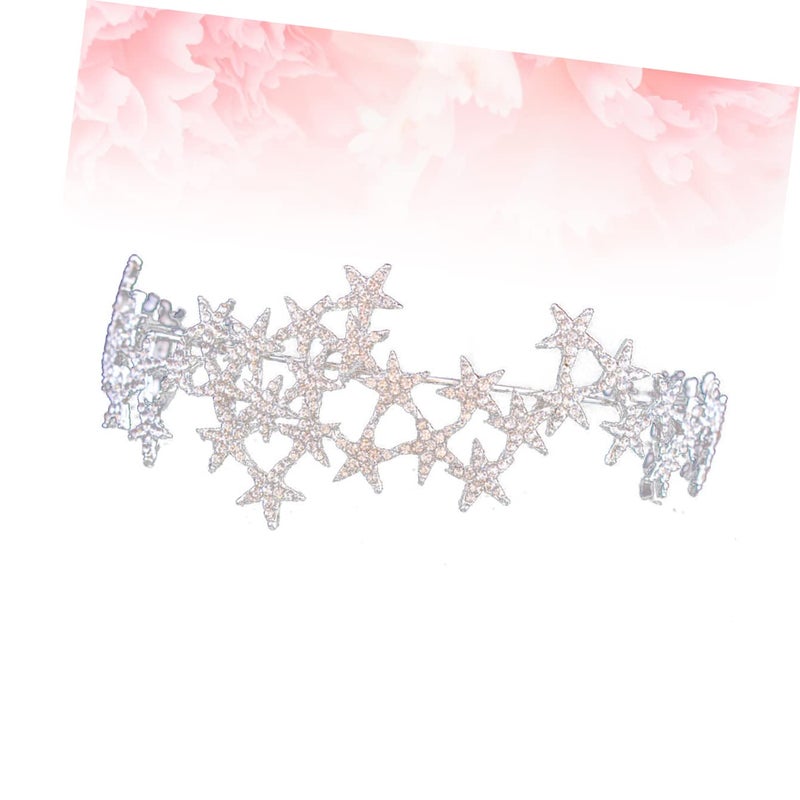 cheekyglo 2pcs Stylish Crystal Party Women Accessories Headbands Silver Head Princess Christmas Chic Fashion Teens Bride Pageant Bling for Heress Star Tiara Headband Jewelry Hair Prom - Image 2