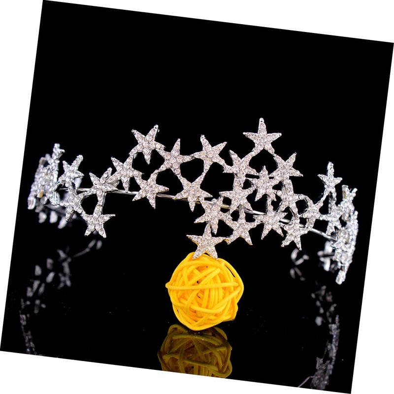cheekyglo 2pcs Stylish Crystal Party Women Accessories Headbands Silver Head Princess Christmas Chic Fashion Teens Bride Pageant Bling for Heress Star Tiara Headband Jewelry Hair Prom - Image 5