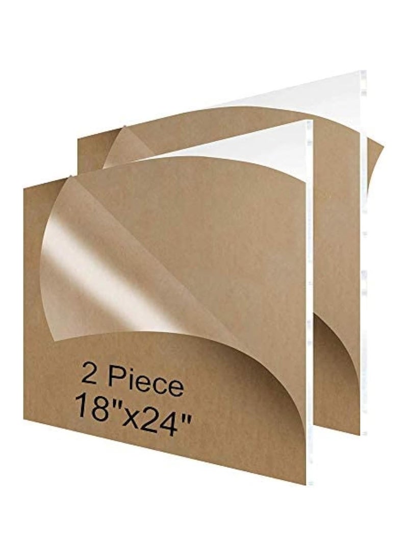 Generic SUNSHINE Acrylic Sheet 18x24 Inches (2 Pieces)，1/8 Inch Thick Clear Plexiglass Plastic Perspex Plate Panel for Sign, Photo Frame, Craft,DIY Display Projects  - Image 1